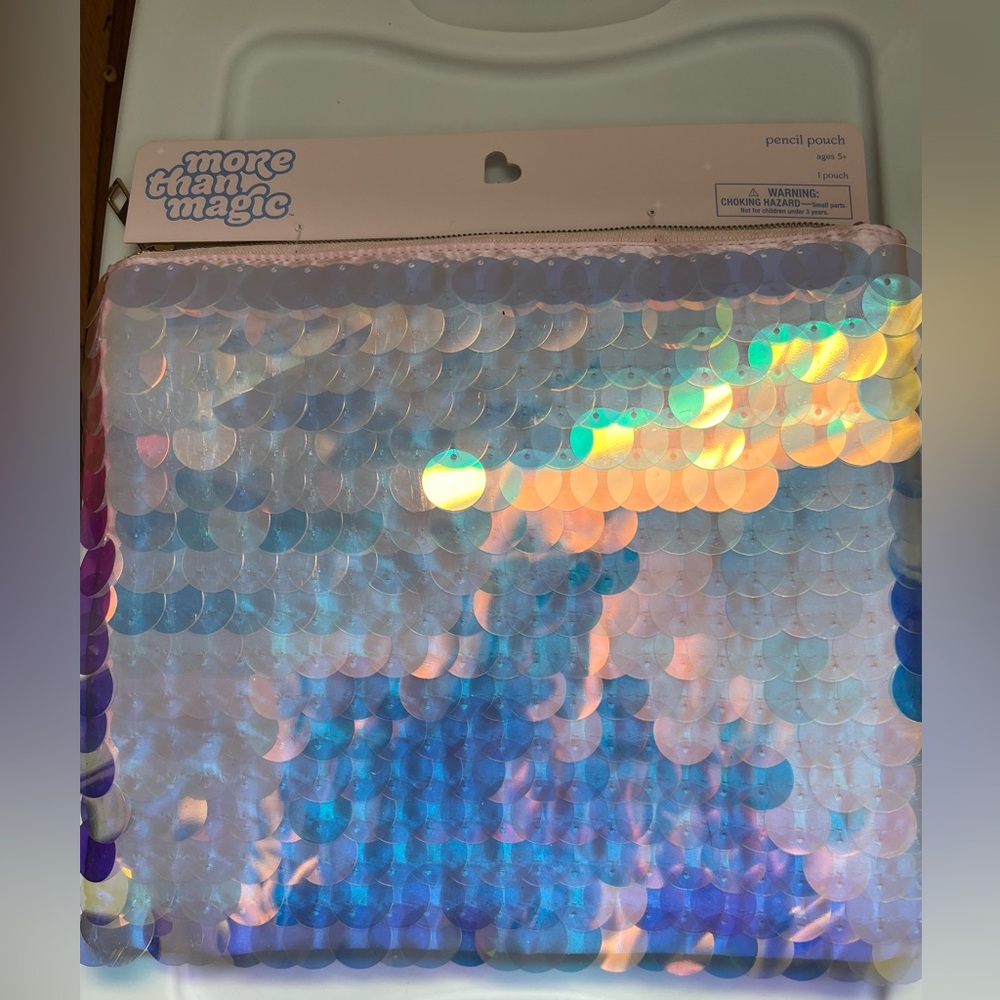 More than Magic pink sequined pencil pouch